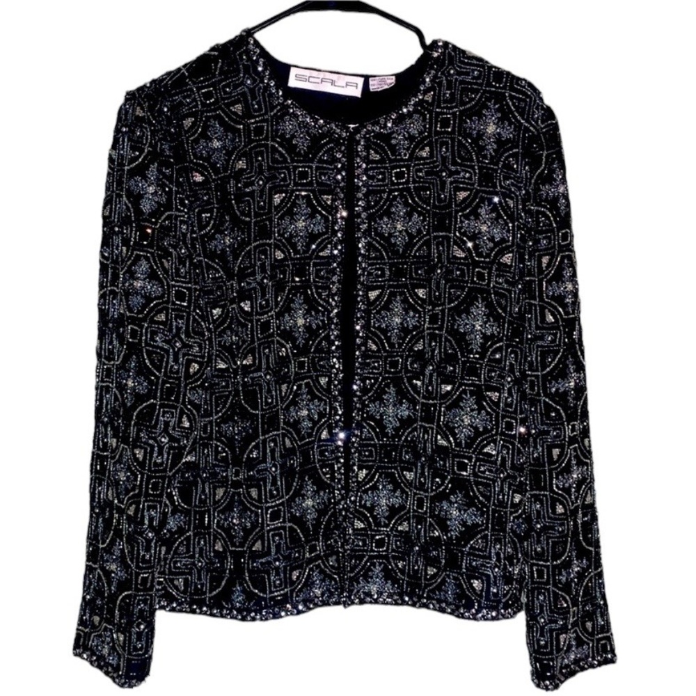 Vintage, Scala Rhinestone Embellished Cardigan, Size M